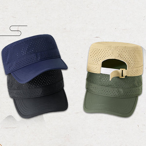 Gorra de 5 Paneles Personalizada de Nailon de Secado Rápido con Orificios de Ventilación Láser, Gorra Plana Redonda con Cierre de Velcro que Absorbe la Humedad - Product Image 6