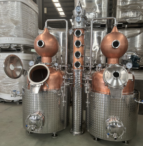 Sistema de Destilación Eléctrico de 300L+300L, Alambique de Cobre con Camisa de Acero Inoxidable 304 para Ginebra, Whisky, Vodka, Etc. - Product Image 5