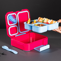Boîte à lunch en plastique PP épaissi, améliorée, amovible, sans BPA, compatible micro-ondes et lave-vaisselle, écologique, chauffable, avec poignée et fermeture à un bouton