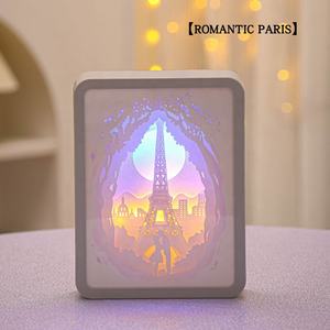 Veilleuse LED 3D Lampe Artistique en Papier Découpé pour Chambre, Matériau ABS, Cadeau d'Anniversaire ou de Saint-Valentin, Sculpture Lumineuse à Ombre - Product Image 6