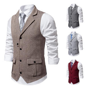 الرجال نمط الرجعية بلا أكمام سترة تنفس الرسمية وغير الرسمية Colete مزدوجة الصدر إغلاق للخريف - Product Image 5