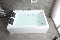 Baignoire de massage à remous en acrylique avec 6 buses de thérapie par air, baignoire spa rectangulaire avec robinet inclus pour salle de bain d'hôtel