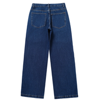 Jean en denim bleu foncé pour homme Amber Stitch, coupe ample à jambe large, cinq poches, passants de ceinture, rivets, pour usage quotidien
