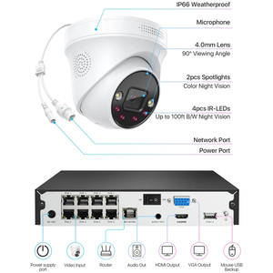 <span class=keywords><strong>Système</strong></span> de caméra de sécurité CCTV <span class=keywords><strong>professionnel</strong></span> 8 canaux, disque dur 2 To, 4 caméras tourelles IP PoE 5MP avec IA, audio et visualisation à distance via application - Product Image 5