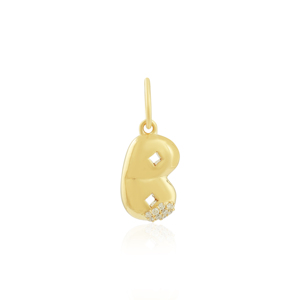 Pendentif en or jaune 18 carats avec initiale B en diamant - Product Image 1