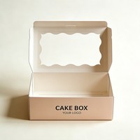 Scatola di Carta Kraft per Brownie con Finestra Trasparente, Confezione Pieghevole per Biscotti e Alimenti, Scatola Regalo per Torte con Logo Personalizzato
