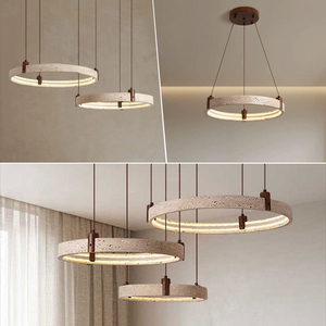 Lámpara Colgante LED de Travertino Dorado, Diseño Nórdico Moderno, Lámpara Decorativa para Sala de Estar y Dormitorio con Control Remoto y Aplicación - Product Image 2