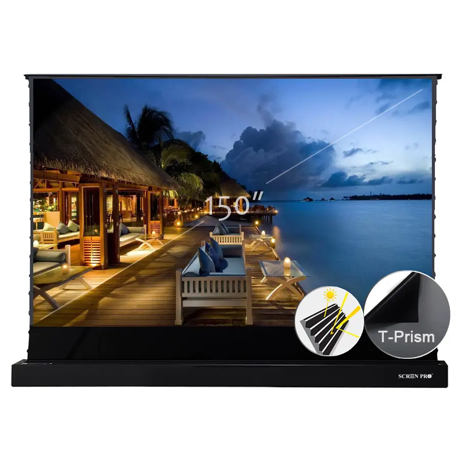 Pantalla PRO de 150 pulgadas 4K UHD, proyector láser con sonido transparente perforado, pantalla de proyección ALR