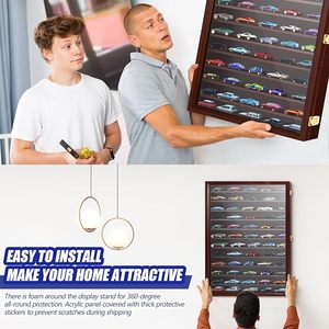 Caja de exhibición personalizada para modelos de coches con puerta de acrílico, fabricante OEM, contenedor de almacenamiento de madera para coches de juguete en miniatura, estantes con cerradura, venta al por mayor - Product Image 6