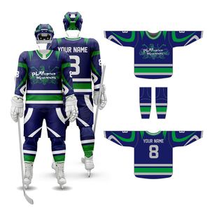 Individuelles Eishockey-Trikot mit Namen und Nummer, Feuchtigkeitsregulierendes Gewebe, Ellbogenschutz-Option für Spieler und Fans - Product Image 3