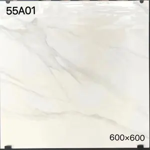 Gạch Sứ Tráng Men Tráng Men Hoàn Toàn Màu Trắng Carrara 600X600Mm Gạch Ốp Tường Và Sàn Nhà Gạch Phòng Khách Phòng Ngủ