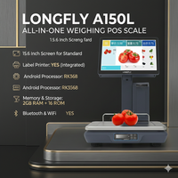 LongFly Android OIML Hardware Punto Venta Registro POS Pantalla táctil Caja registradora con báscula AI Báscula de pesaje