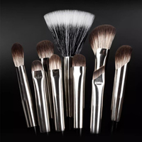 Ensemble de pinceaux de maquillage MSQ de haute qualité, 11 pièces, manche en plastique, poils synthétiques, comprend un pinceau éventail pour le visage, les yeux, le mascara, le correcteur