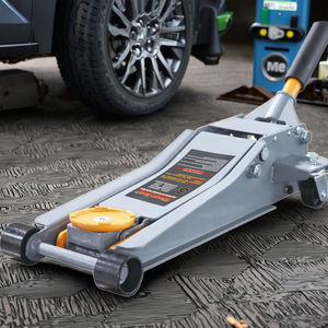 Большой красный гидравлический домкрат-тележка с 2 поршнями, низкопрофильный, сверхмощный, CE GS, 3 тонны, профессиональный, регулируемый, для ремонта автомобилей - Product Image 1