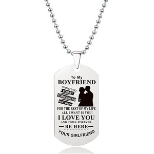 Customized Personalized Double Sided Pendant Chain Keychain Hiphop Laser Engraved logo Text for Men's Necklaces Anniversary <strong>Gift</strong> - Product Image 5