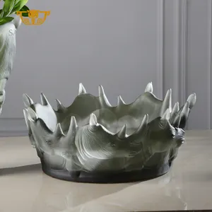 Artist Limited Edition rhinoceros Animal Design Craft Livingroom Novelty Style Fruit Bowl Centerpiece