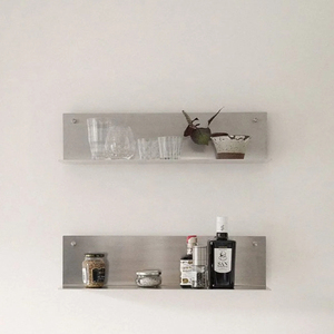 Factory Direct Brushed Stainless Steel Floating Storage Shelf Display Rack <strong>Wall</strong> Mounted Metal <strong>Shelving</strong> <strong>Unit</strong> <strong>for</strong> Store Home Decor - Product Image 1