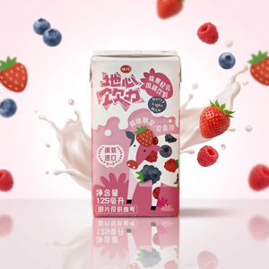 Vedan <b>Berry</b> <b>Light</b> Milk Drink 125ml Low Fat Flavored Fruit Juice Box Packaging - Product Image 1