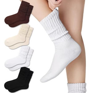 Chaussettes amples personnalisées avec étiquette tissée – Chaussettes côtelées rétro décontractées en coton pour femme, idéales pour le quotidien - Product Image 3