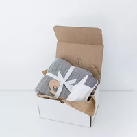 Vente en gros, couverture pour bébé, enfants, bavoirs, vêtements, paquet de papier de luxe, ensemble cadeau pour nouveau-né, chaussettes, emballage, boîtes à chemise avec fenêtre