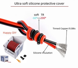 Boîte 2 noyaux 18 AWG en cuivre étamé bricolage Uav Home Cinema haut-parleur CableSoft Silicone isolé fil électrique fils personnalisés - Product Image 2