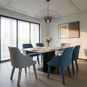 Sedia da Pranzo Moderna <span class=keywords><strong>in</strong></span> Velluto di Lusso, Seduta Minimalista Nordica per Cucina, Poltrona Imbottita con Schienale Alto per Trucco e Arredamento Casa - Product Image 5