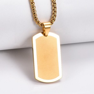 1PC Collier pendentif en acier inoxydable, plaqué argent, or ou noir, avec plaque vierge, pour homme et femme - Product Image 6