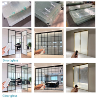 Solution de porte coulissante en verre sans cadre sur mesure, mur de verre coulissant pour bureau, bâtiment, intérieur, porte coulissante intelligente en verre dépoli cannelé pour la confidentialité