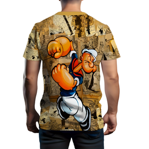 Comfortable Breathable Fabric Men Retro Manga Style <strong>Popeye</strong> Printed Short Sleeved <strong>T</strong> <strong>Shirt</strong> with Nostalgic Cartoon Elements - Product Image 2