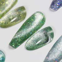 WEKIKOU Vernis à ongles gel UV liquide magnétique, lot de 4 pièces, effet œil de chat, paillettes holographiques, 8 ml