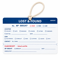Étiquette personnalisée en gros pour objets perdus et retrouvés à l'aéroport, carte blanche 350 g/m², numérotation consécutive, brouillon de prétention détachable, Priorité Vol