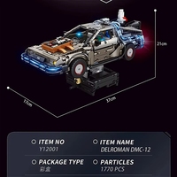 EIKEE Y12001 MOC City 1:14 Voiture de course classique de film, kit de modèle LED, voitures de sport en briques, cadeaux pour adultes, blocs de construction