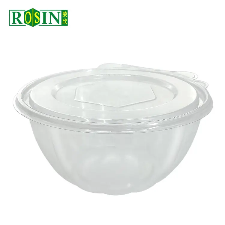 Bản lề vỏ sò 24oz 750ml Pet vỉ dùng một lần trong suốt Trái Cây Rau Salad thực phẩm container nhựa bát với nắp