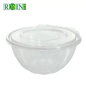Hinged Clamshell 24oz 750ml Pet Blister Disposable Transparent Fruit Vegetable Salad Food Container Plastic Bowl With Lid