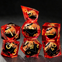 Ensemble de 7 dés DND en résine liquide rouge cramoisi Dragon Moon, faits à la main, dés polyédriques tranchants, pour jeux de société Dungeons & Dragons, coffret cadeau