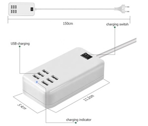 6 puertos USB cargador de teléfono HUB 30W 6A escritorio UE/EE. UU. Enchufe enchufe de pared extensión de carga adaptador de corriente para <span class=keywords><strong>iPhone</strong></span> 12 Pro - Product Image 3