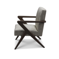 Fauteuil lounge en bois de style moderne du milieu du siècle, rembourré, pour hall d'hôtel et zone de loisirs commerciale