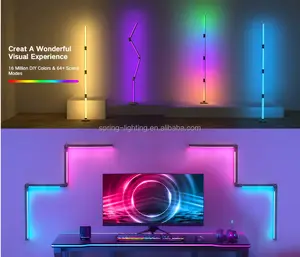 Indoor Lighting Plus Decoration Corner Stand LED Floor Light Foldable DIY Music Sync Lamp For Gaming Room Bedroom