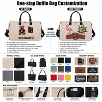 Bolsa de Viaje de Lona Tejida con Parche de Chenilla Personalizado al por Mayor, con Parche de Osito de Peluche, Cierre de Doble Vía y Gran Capacidad para Mujer