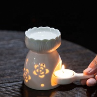 Ensemble de cadeau de brûleur d'huile essentielle, diffuseur d'arôme évidé en céramique avec bougeoir à thé