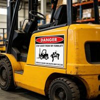 Autocollant vinyle personnalisé amusant et avertisseur de danger « Restez loin de ma chariot élévateur » pour la logistique d'entrepôt et les véhicules CAT