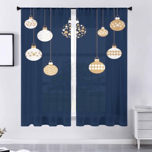 Rèm cửa Giáng Sinh JA chất liệu vải bền chắc, trang trí nhà cửa cao cấp, hỗ trợ đặt may theo yêu cầu, cản sáng hiện đại, dùng được quanh năm, họa tiết ông già Noel - Product Image 2