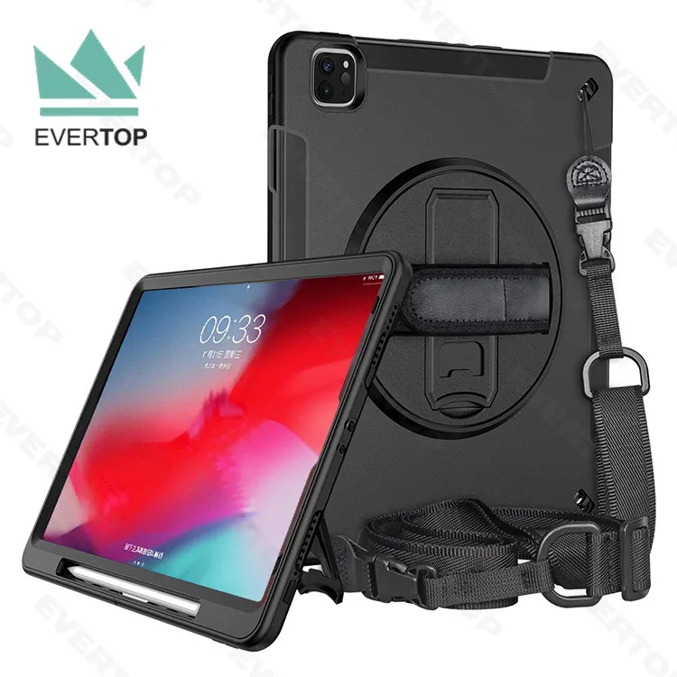 TS-TC02 Heavy Duty Shockproof Rotatable Kickstand Protective Cover for iPad Pro 12.9" 4th Gen 2020 3rd Gen 2018 Tablet Case