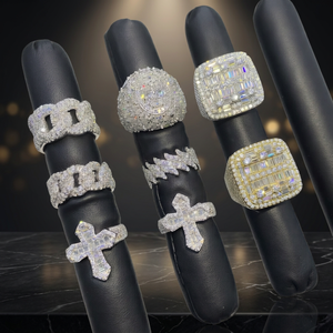 Anillos de Moissanita de Plata de Ley 925 de KIVORA, Corte Brillante Redondo, Engaste de Garras, Estilo Hip Hop Iced Out, para Hombre, Joyería de Fiesta - Product Image 1