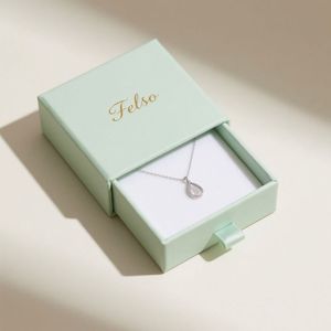 Boîtes rigides d'emballage de bijoux en carton UV mat de haute qualité, fabriquées à partir de matériaux recyclés, avec logo personnalisé pour collier, boucles d'oreilles, pendentif - Product Image 2