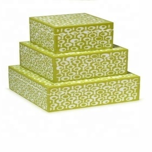 Boîtes de conteneurs en résine à rayures verticales pour la maison Incrustation d'os décorative Bijoux MDF Bois Exportateur Fabricant Incrustation d'os - Product Image 4