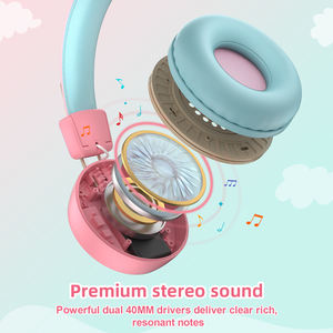 Livraison rapide, nouveaux écouteurs sans fil pour enfants avec lumières LED colorées, suppression du bruit, pour ordinateurs, iPad - Product Image 5