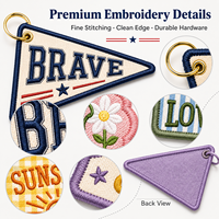 Llaveros Personalizados Bordados para Mochilas, Colgantes con Nombre Personalizado para Bolsos, Regalos Escolares para Niños, Venta al por Mayor, MOQ 50 Piezas