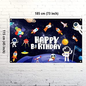 Décorations du système solaire, grande bannière d'anniversaire sur le thème de l'espace, toile de fond pour enfants et garçons - Product Image 4