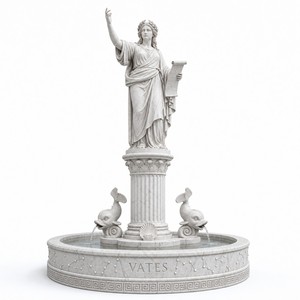 Griechischer Klassischer Marmorbrunnen mit Skulptur, Wasserlauf und Delfin-Balustrade für Villa, Hotel und Park - Product Image 1